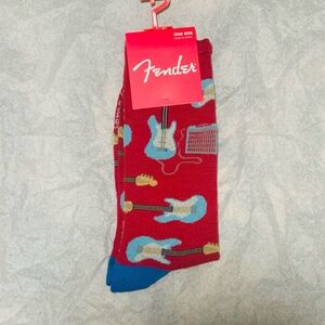 Fender Red and Blue Guitar Pattern Men's Socks
